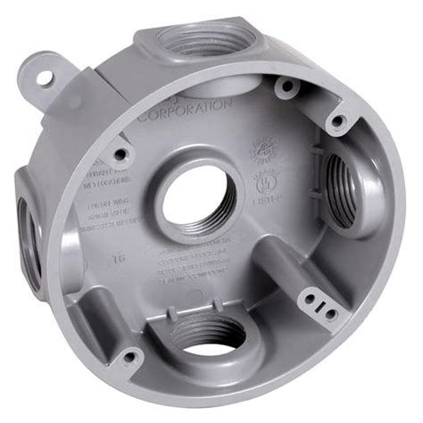 inch round junction box gray|BELL Round Weatherproof Box, Five 1/2 or 3/4 in. Threaded .